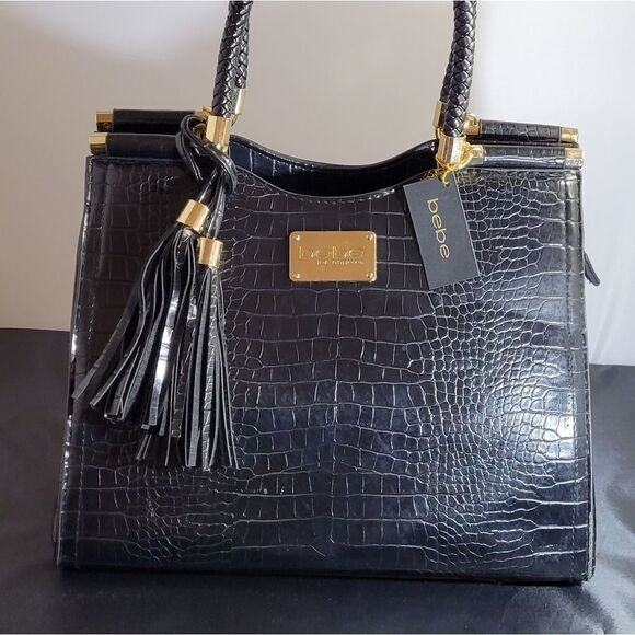 BEBE NATALIE MICRO CROCO  SHOPPER CROSSBODY BAG - Picture 5 of 15